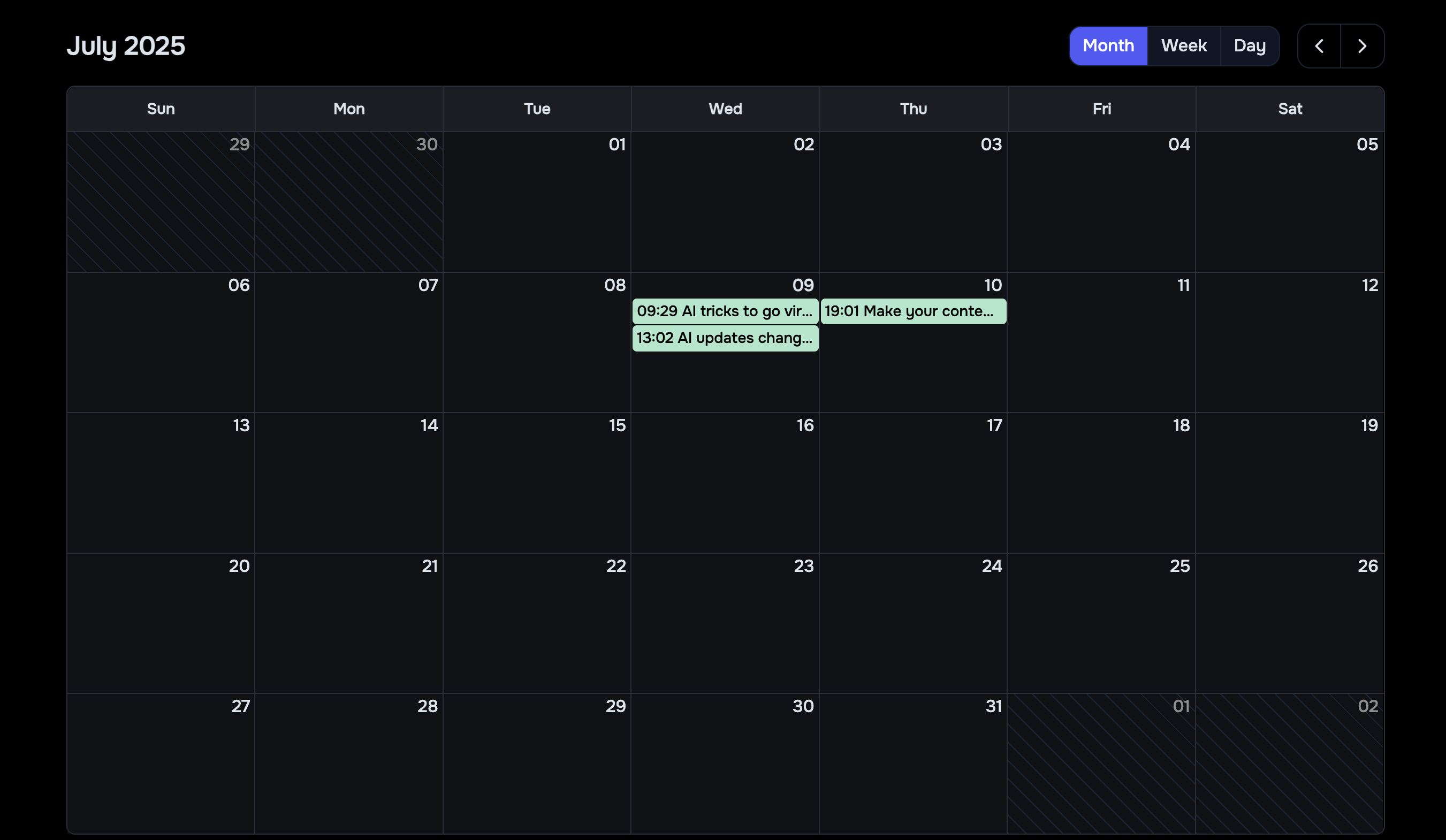 Drevo AI Calendar View for Content Planning